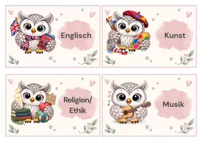 Vorschau - Anderer Materialtyp - Fächerschilder Eulenklasse | 40 Fächer- & Alltagsschilder + Canva-Vorlage - Seite 2