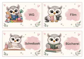 Vorschau - Anderer Materialtyp - Fächerschilder Eulenklasse | 40 Fächer- & Alltagsschilder + Canva-Vorlage - Seite 3