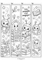 Aperçu - Matériel pour travaux manuels / dessin - Marques pages avec Pépin et Lumi - couleurs et à colorier - Page 1