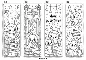 Aperçu - Matériel pour travaux manuels / dessin - Marques pages avec Pépin et Lumi - couleurs et à colorier - Page 3