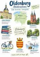 Vorschau - Arbeitsblätter - Lernplakat + AB mit Fragen zum Thema "Oldenburg (Niedersachsen)" + Lösungsblatt + Infografik - Deckblatt