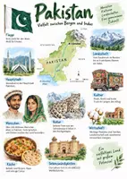 Vorschau - Arbeitsblätter - Lernplakate + AB mit Fragen zum Thema "Pakistan" + Lösungsblatt + Infografik - Deckblatt