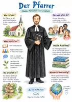 Vorschau - Arbeitsblätter - Lernposter + AB mit Fragen zum Thema "Pfarrer" + Lösungsblatt + Infografik - Deckblatt