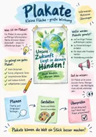 Vorschau - Arbeitsblätter - Lernplakat + AB mit Fragen zum Thema "Plakate" + Lösungsblatt + Infografik - Deckblatt