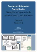 Vorschau - Stationenlernen - Grammatikdomino Satzglieder Deutsch Klasse 4-5 - Deckblatt