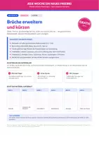 Vorschau - Arbeitsblätter - Brüche erweitern und kürzen – Mathe Klasse 5/6 - Deckblatt