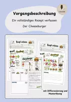 Vorschau - Arbeitsblätter - Vorgangsbeschreibung: Ein vollständiges Rezept verfassen-Der Cheeseburger - Deckblatt