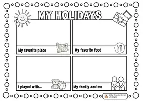 Vista previa - Hojas de trabajo - My holidays. Ficha para dibujar las vacaciones en inglés - Portada