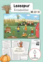 Vorschau - Arbeitsblätter - Lesespur Erntedankfest Klasse 3 Klasse 4: 4-fach differenziert | Erntedank Herbst Deutsch Lesen - Deckblatt