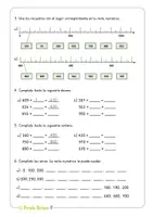 Vista previa - Hojas de trabajo - La recta numérica hasta el 1000 (Orientación) - página 1