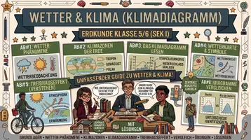 Vorschau - Unterrichtsreihen - Wetter & Klima (Klimadiagramm) | Erdkunde Klasse 5/6 - Deckblatt