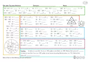Vorschau - Arbeitsblätter - Mathe Wochenaufgaben Klasse 3 & 4 (mit Lösungen) - Deckblatt