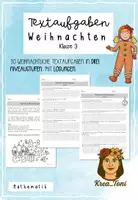 Vorschau - Arbeitsblätter - Textaufgaben Weihnachten – 30 Sachaufgaben in 3 Schwierigkeitsstufen mit Lösungen (Klasse 3) - Deckblatt