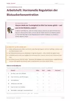 Vorschau - Arbeitsblätter - Arbeitsheft: Blutzuckerregulation - Deckblatt