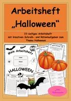 Vorschau - Arbeitsblätter - Mein Arbeitsheft Halloween - kreatives Schreiben, Rätsel - Deckblatt