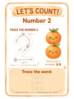 Vista previa - Hojas de trabajo - Fichas Números 1-10 Frutas Kawaii | Grafomotricidad Infantil - página 2