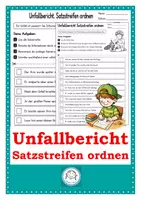 Vorschau - Arbeitsblätter - Unfallbericht Satzstreifen ordnen und schreiben Klasse 3 und 4 - Deckblatt