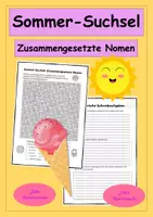 Vorschau - Stundenentwürfe - Sommer-Suchsel - zusammengesetzte Nomen - Suchrätsel zum Sommer - Deckblatt