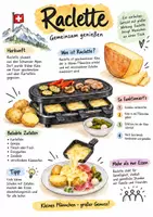 Vorschau - Arbeitsblätter - Lernposter + AB mit Fragen zum Thema "Raclette" + Lösungsblatt + Mindmap + Infografik - Deckblatt