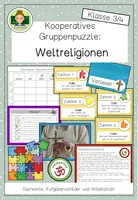 Vorschau - Arbeitsblätter - Weltreligionen: Kooperatives Gruppenpuzzle (Religion Grundschule Klasse 3-4) - Deckblatt