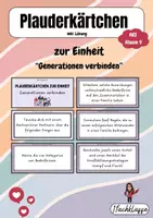 Vorschau - Aufgabenkarten - AES 9 - Plauderkärtchen "Generationen verbinden" + Lösung - Deckblatt