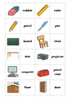 Vorschau - Spiele - Merk es dir-Spiel classroom items / classroom objects English - Seite 1