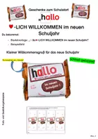 Vorschau - Mal- und Bastelvorlagen - Willkommensgruß: "hallo" herzlich willommen im neuen Schuljahr! - Deckblatt