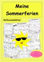 Vorschau - Mal- und Bastelvorlagen - Meine Sommerferien – Reflexion - Schulstart - Deckblatt
