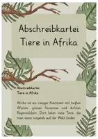 Vorschau - Arbeitsblätter - Abschreibkartei - Tiere in Afrika | Klasse 3/4 - Seite 1