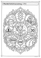Vorschau - Arbeitsblätter - Kreativkiste - Verkehrserziehung-Mandala zum Ausmalen – Sicher im Straßenverkehr - Seite 1