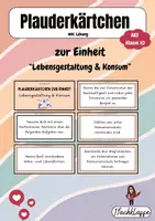 Vorschau - Aufgabenkarten - AES 10 - Plauderkärtchen "Lebensgestaltung & Konsum" + Lösung - Deckblatt