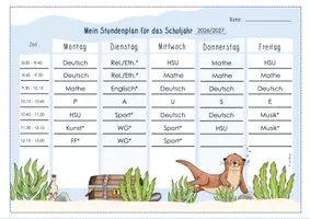 Vorschau - Anderer Materialtyp - Stundenplan Otter (Vorlage zum Ausfüllen am PC) - Seite 1