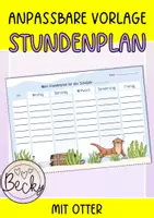 Vorschau - Anderer Materialtyp - Stundenplan Otter (Vorlage zum Ausfüllen am PC) - Deckblatt