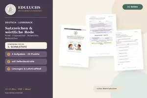 Vorschau - Arbeitsblätter - Satzzeichen und wörtliche Rede – Zeichensetzung üben | Deutsch 5. Klasse - Deckblatt