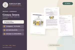 Vorschau - Arbeitsblätter - Leseverstehen – Informationen finden und begründen | Deutsch 5. Klasse - Deckblatt