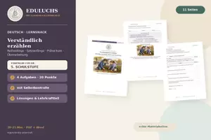 Vorschau - Arbeitsblätter - Erzählen üben – Reihenfolge, Satzanfänge & Präteritum | Deutsch 5. Klasse - Deckblatt
