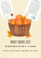 Vorschau - Arbeitsblätter - 10 Suchsel zum Thema: Herbstwörter - Deckblatt