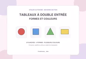 Aperçu - Feuilles d'exercices - Tableaux à double entrée : formes géométriques et couleurs - Page de couverture