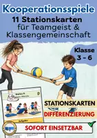 Vorschau - Arbeitsblätter - Kooperationsspiele & Teamspiele Sport Stationskarten Klassengemeinschaft - Deckblatt