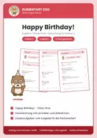 Vorschau - Arbeitsblätter - Englisch Klasse 2: Happy Birthday! – Geburtstags-Wortschatz - Deckblatt