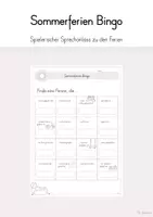 Vorschau - Arbeitsblätter - Sommerferien Bingo - Deckblatt