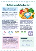 Vorschau - Arbeitsblätter - Kohlenhydrate liefern Energie - Infotext, Arbeitsblätter und Lösungen - Deckblatt