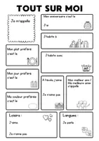 Aperçu - Feuilles d'exercices - Fiche "Tout sur moi" | Activité de Rentrée & Présentation (FLE / Primaires) - Page de couverture