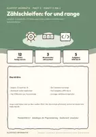 Vorschau - Stundenentwürfe - For-Schleifen und range – Informatik Oberstufe - Seite 1