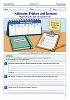Vorschau - Arbeitsblätter - Kalender Fristen und Termine Arbeitsheft Klasse 5 bis 6 Schulstart Organisation lernen - Deckblatt