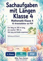 Vorschau - Arbeitsblätter - Sachaufgaben mit Längen Klasse 4 | Mathematik Klasse 4 | 10 Arbeitsblätter als PDF - Deckblatt