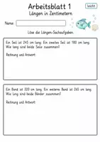 Vorschau - Arbeitsblätter - Sachaufgaben mit Längen Klasse 4 | Mathematik Klasse 4 | 10 Arbeitsblätter als PDF - Seite 1