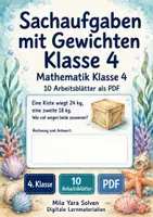 Vorschau - Arbeitsblätter - Sachaufgaben mit Gewichten Klasse 4 | Mathematik Klasse 4 | 10 Arbeitsblätter als PDF - Deckblatt