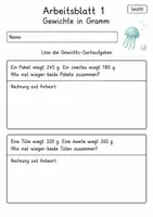 Vorschau - Arbeitsblätter - Sachaufgaben mit Gewichten Klasse 4 | Mathematik Klasse 4 | 10 Arbeitsblätter als PDF - Seite 1