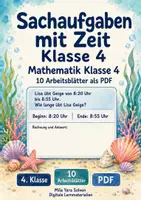 Vorschau - Arbeitsblätter - Sachaufgaben mit Zeit Klasse 4 | Mathematik Klasse 4 | 10 Arbeitsblätter als PDF - Deckblatt